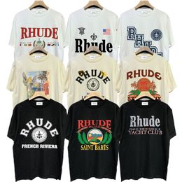 rhu de designer tshirt 100% cotton tshirt men's trendy tshirt 300g heavyweight trendy clothing top level printing technique