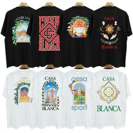 casablanca tshirt designer short sleeved shirt top level printing technique 100% cotton 300g heavyweight soft and breathable for skin contact