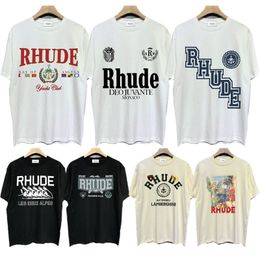 rhude designer tshirt 100% cotton tshir 300g heavyweight tshir summer fashion must have men's and women's matching premium tshirts