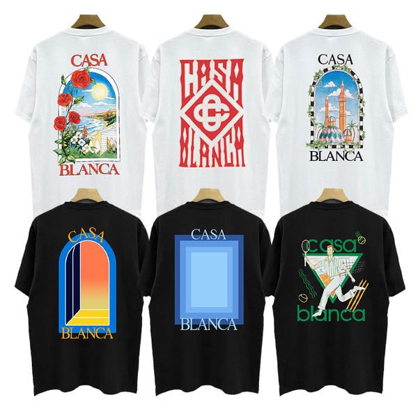 casablanc tshir designer tshirt mjen's summer short sleeve 100% cotton short sleeve 300g heavyweight short sleeve american street fashion brand