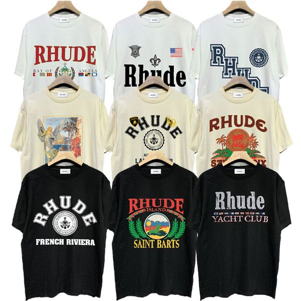 rhu de designer tshirt 100% cotton tshirt men's trendy tshirt 300g heavyweight trendy clothing top level printing technique