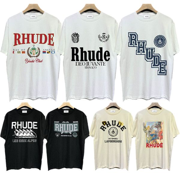 rhude designer tshirt 100% cotton tshir 300g heavyweight tshir summer fashion must have men's and women's matching premium tshirts